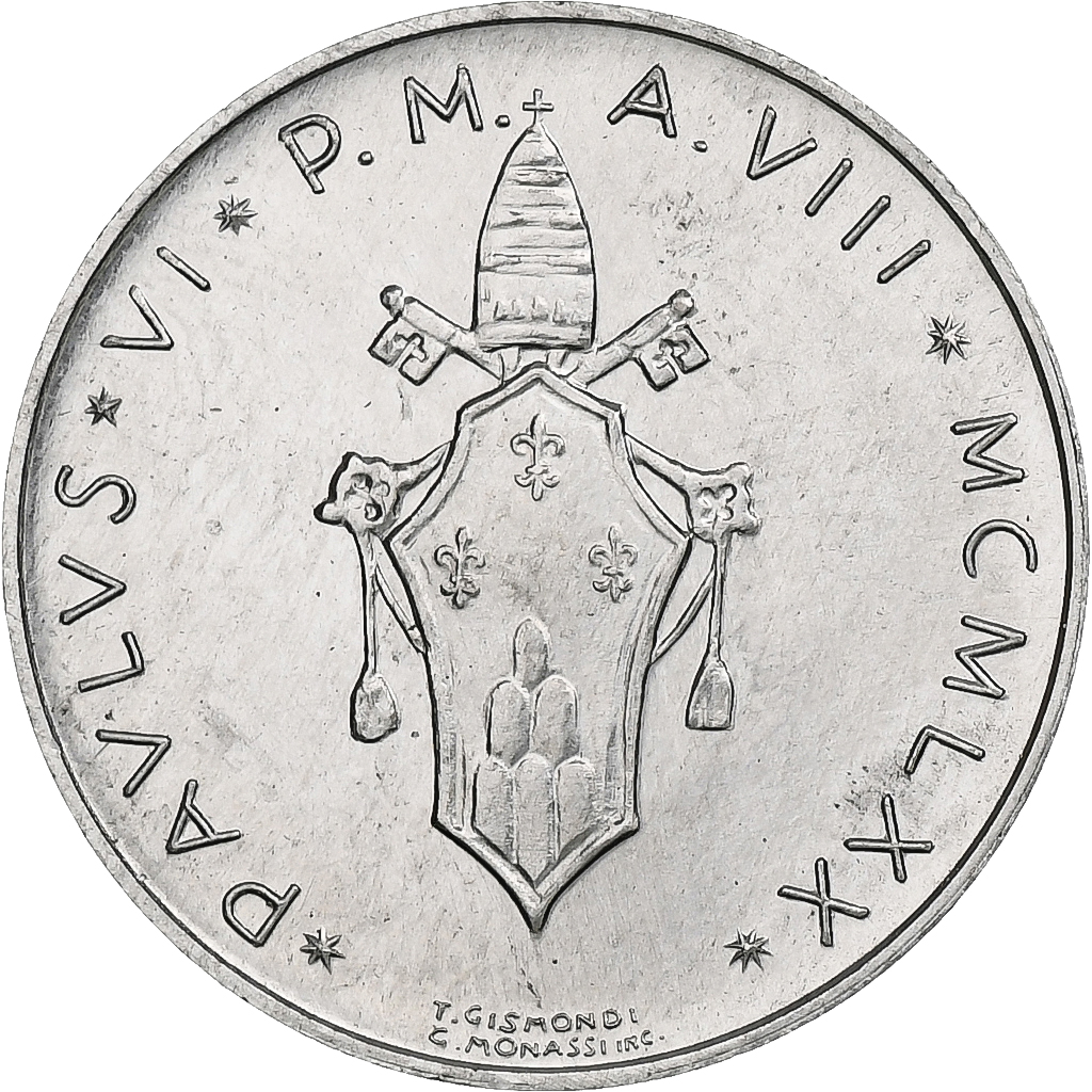Vatican, Paul VI, 5 Lire, 1970 (Anno VIII), Rome, Aluminum, , KM:118