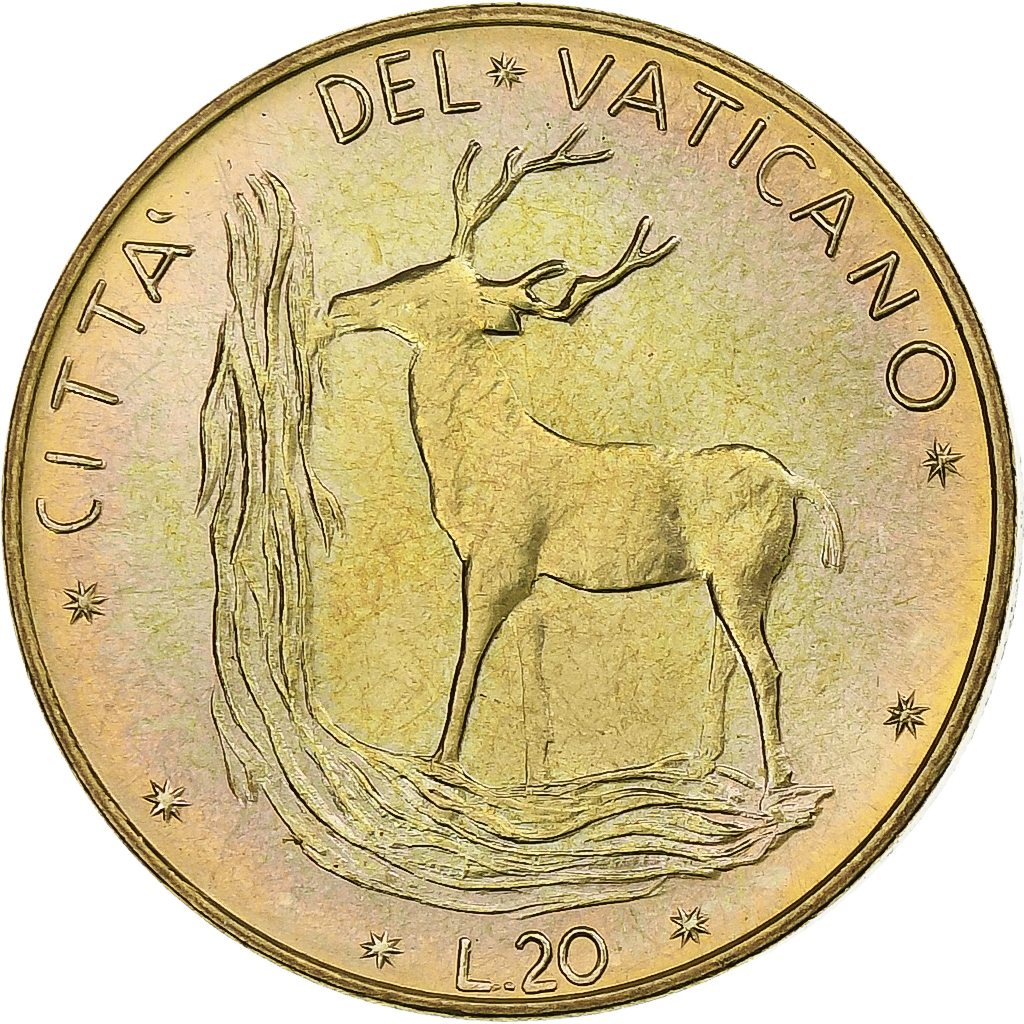 Vatican, Paul VI, 20 Lire, 1971 (Anno IX), Rome, Aluminum-Bronze, MS, KM:120