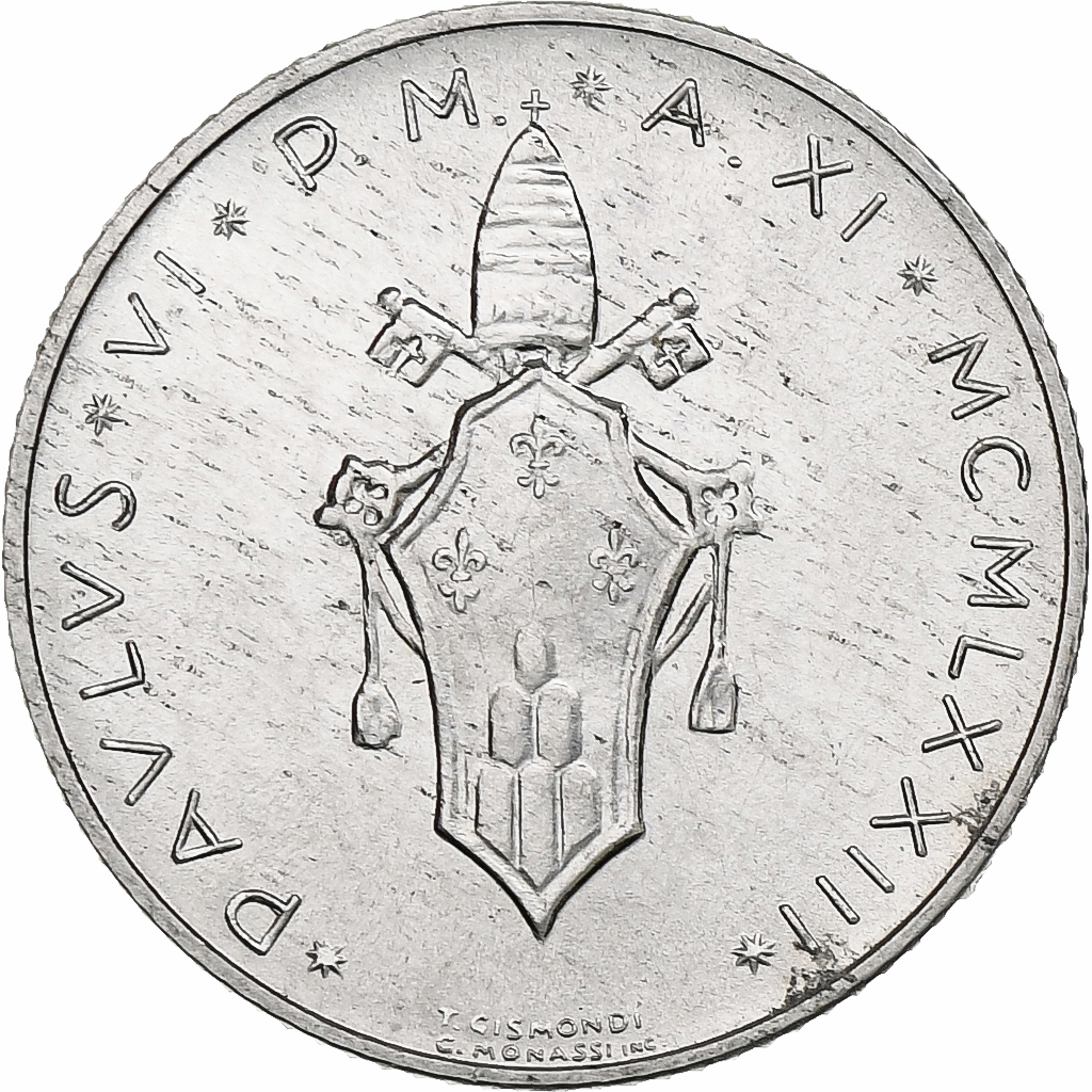 Vatican, Paul VI, 2 Lire, 1973 (Anno XI), Rome, Aluminum, MS, KM:117