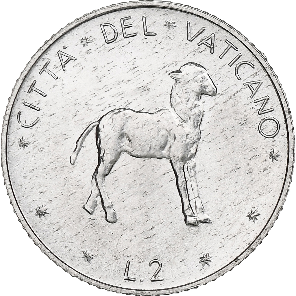 Vatican, Paul VI, 2 Lire, 1973 (Anno XI), Rome, Aluminum, MS, KM:117