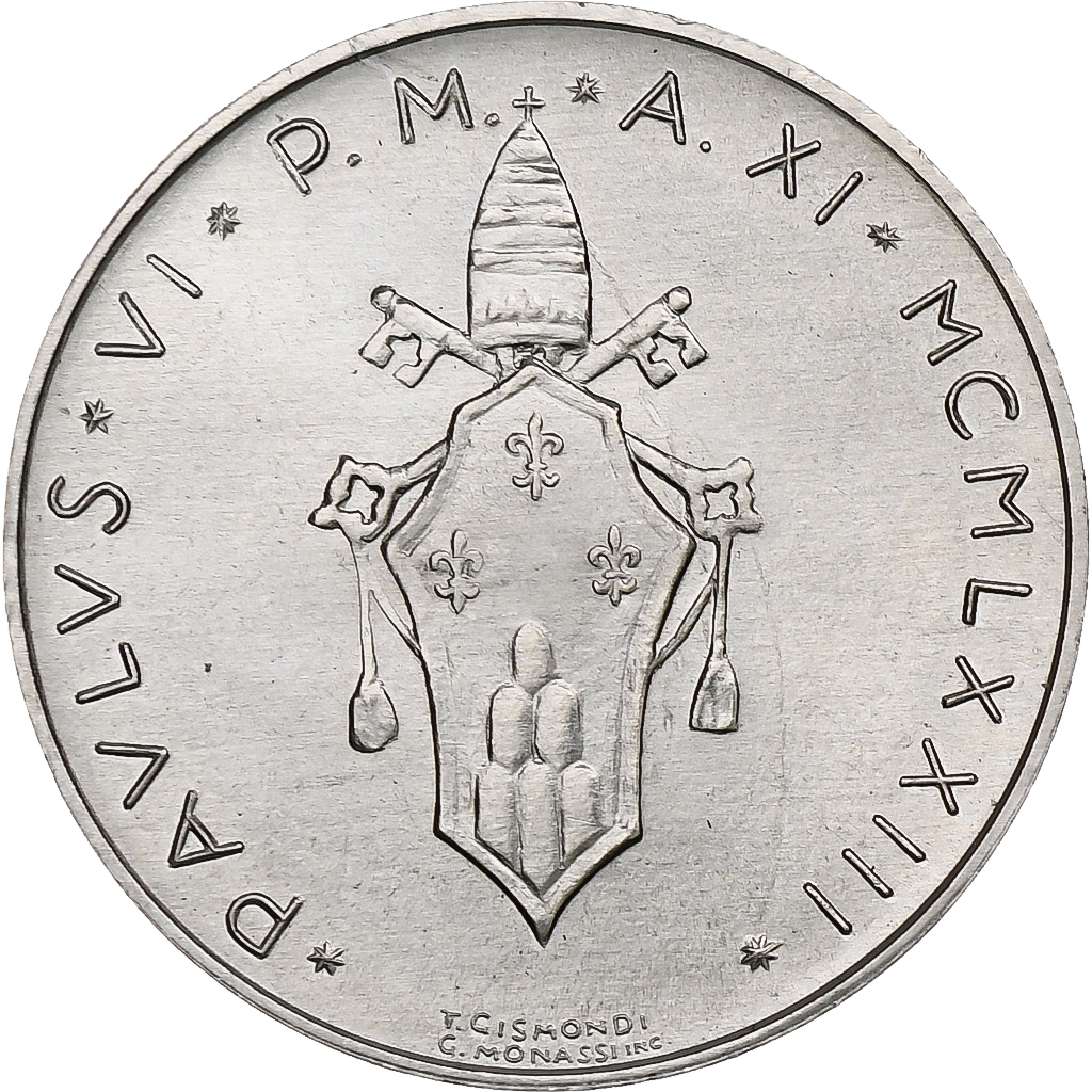 Vatican, Paul VI, 10 Lire, 1973 (Anno XI), Rome, Aluminum, MS, KM:119