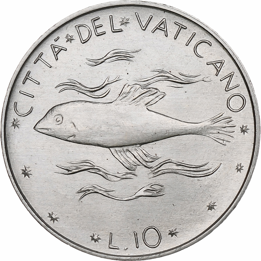 Vatican, Paul VI, 10 Lire, 1973 (Anno XI), Rome, Aluminum, MS, KM:119