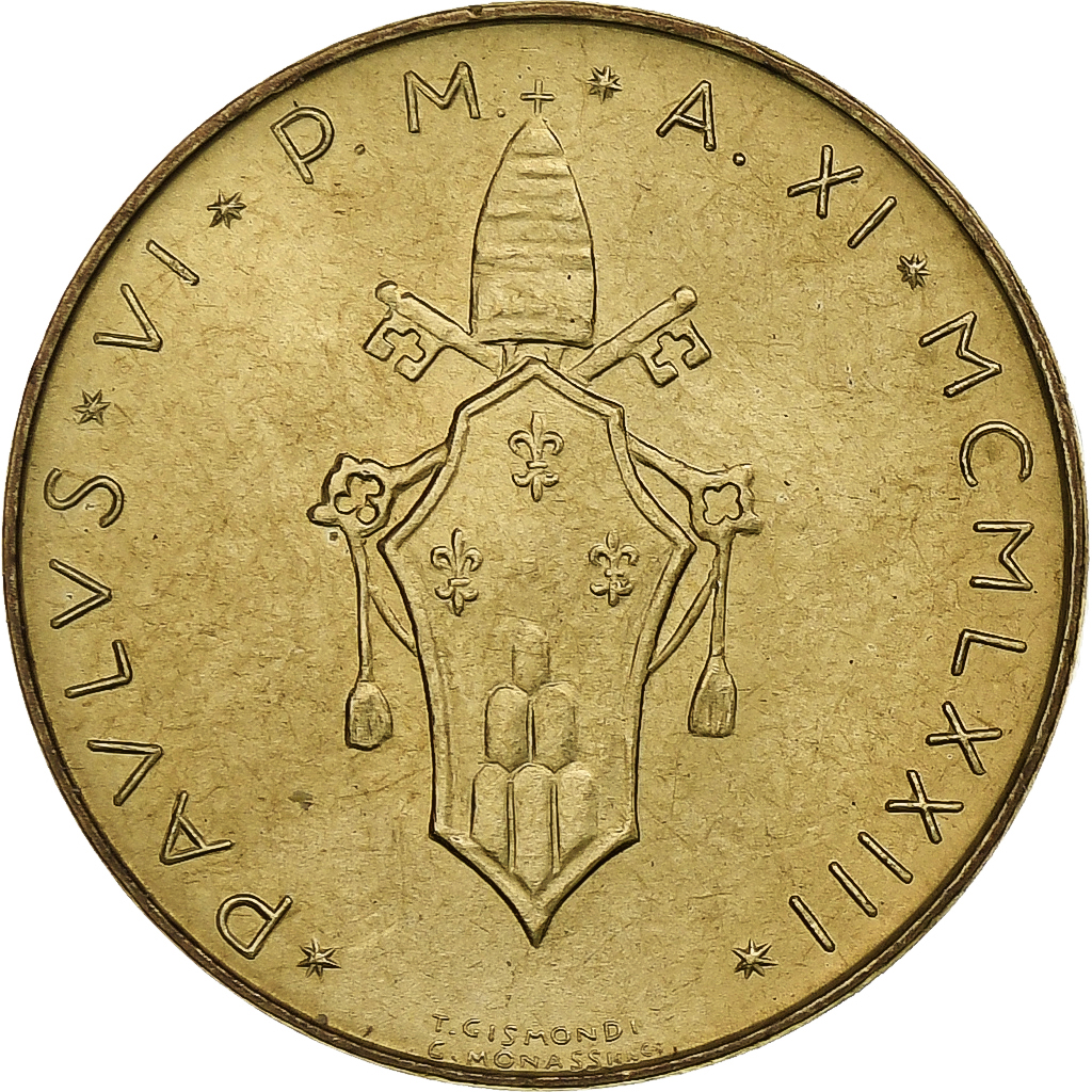 Vatican, Paul VI, 20 Lire, 1973 (Anno XI), Rome, Aluminum-Bronze, , KM:120