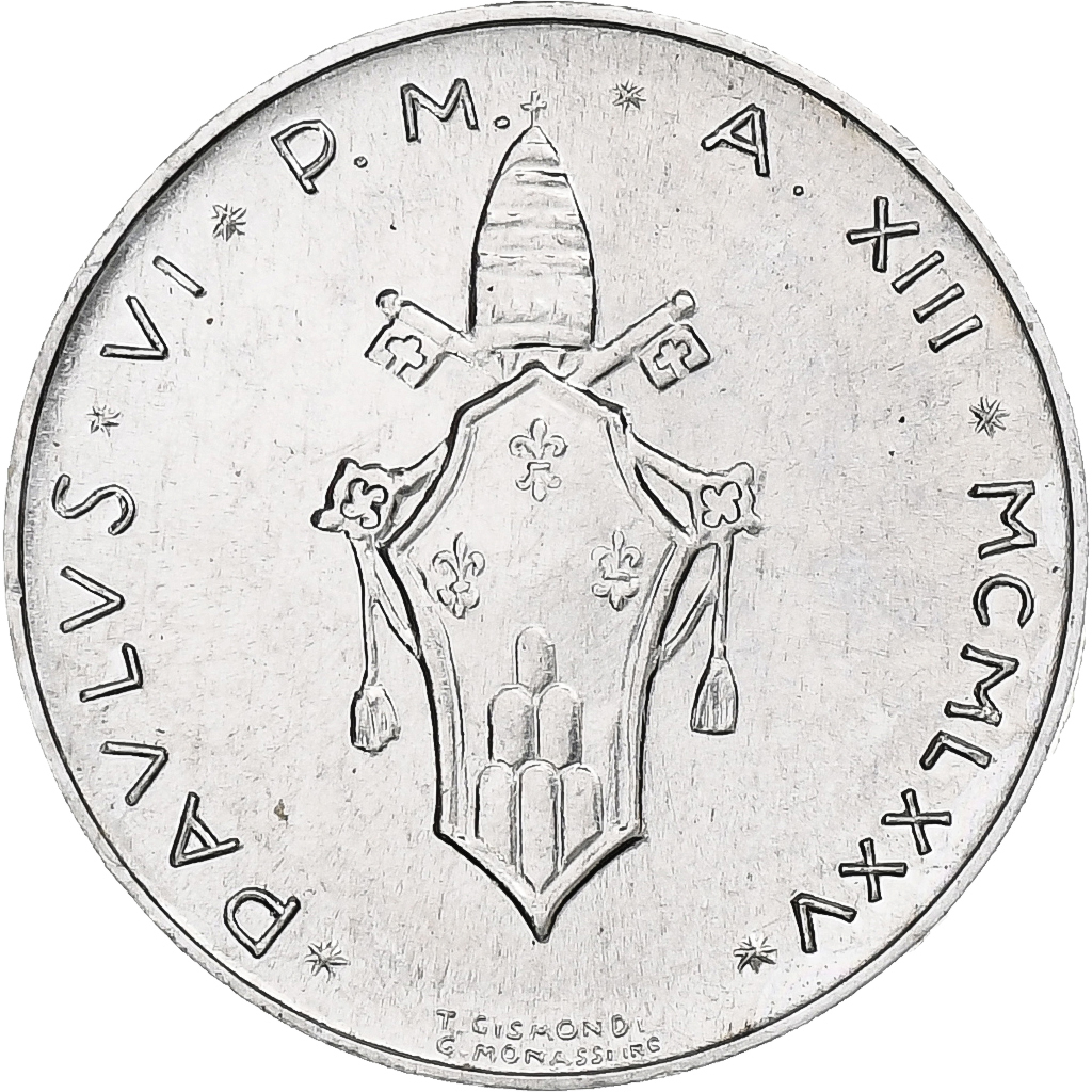 Vatican, Paul VI, 1 Lire, 1975 (Anno XIII), Rome, Aluminum, , KM:116