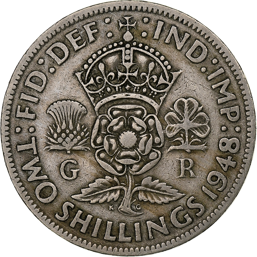 Great Britain, George VI, 2 Shillings, 1948, London, Copper-nickel, 
