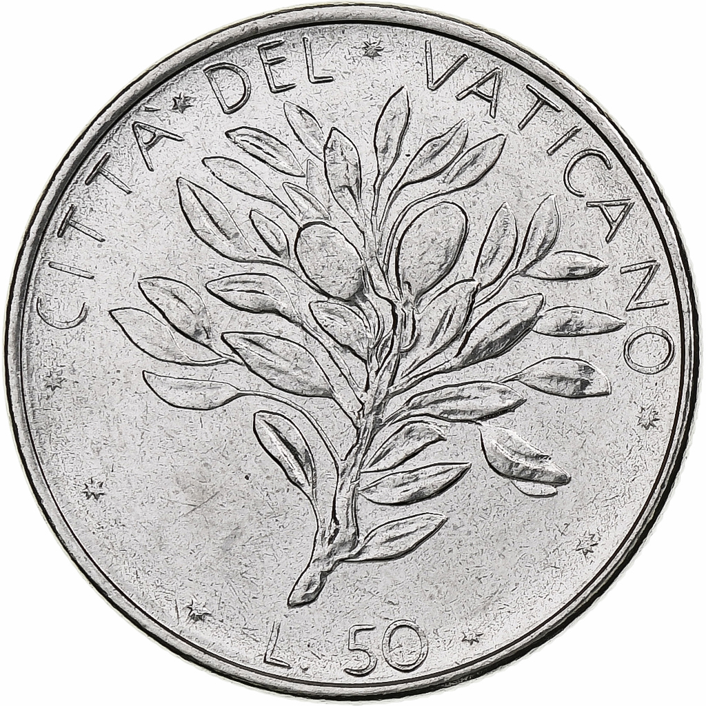 Vatican, Paul VI, 50 Lire, 1976 (Anno XIV), Rome, Stainless Steel, 