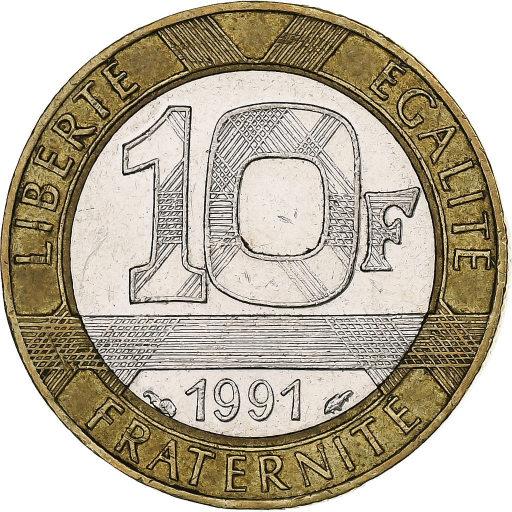 France, 10 Francs, Génie, 1991, Paris, Bi-Metallic, , Gadoury:827