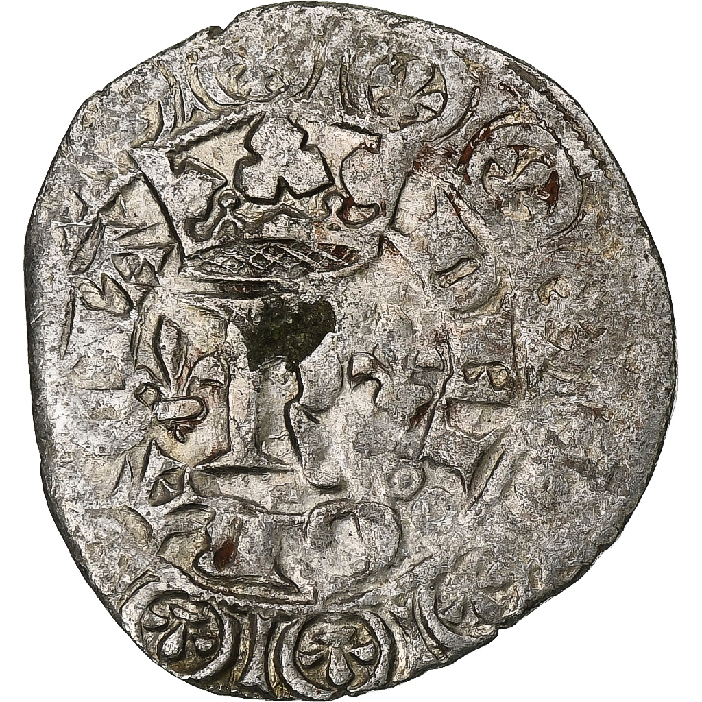 France, Charles V, Blanc au K, 1365-1380, Billon, AU, Duplessy:363
