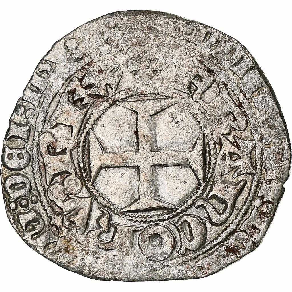 France, Charles V, Blanc au K, 1365-1380, Billon, AU, Duplessy:363