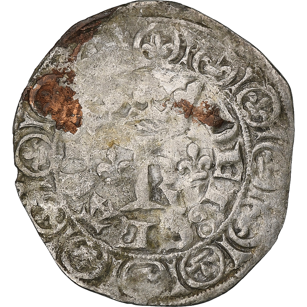 France, Charles V, Blanc au K, 1365-1380, Billon, , Duplessy:363