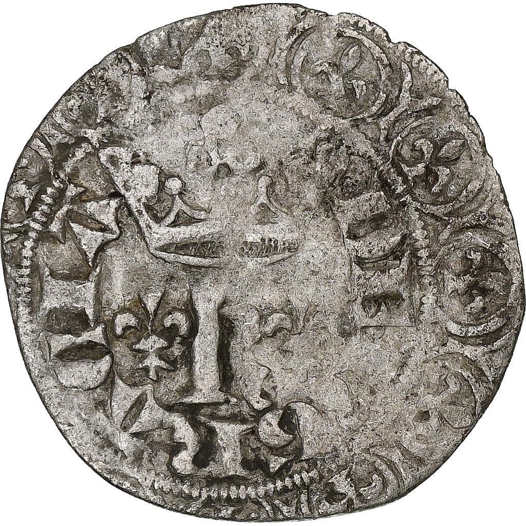 France, Charles V, Blanc au K, 1365-1380, Billon, , Duplessy:363
