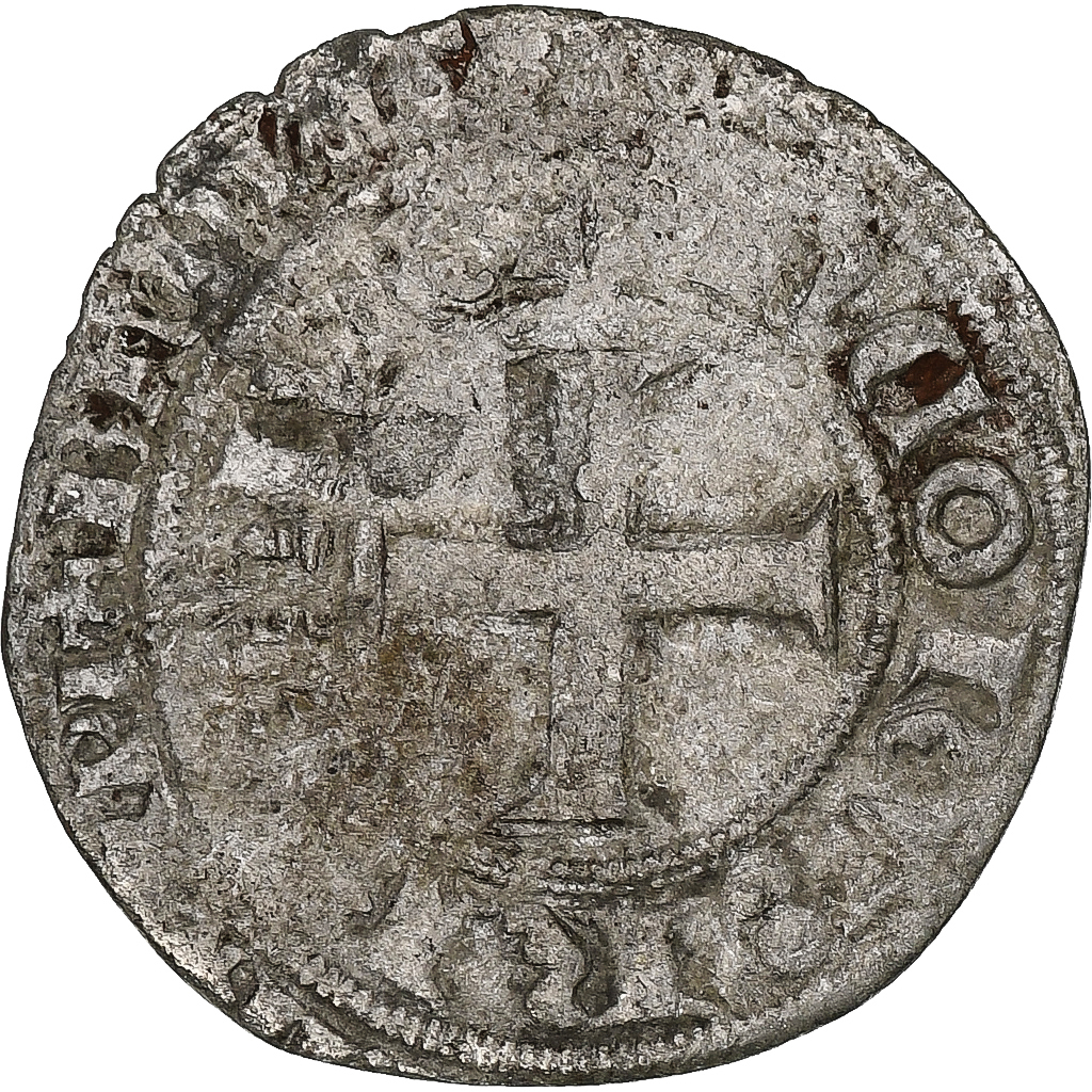 France, Charles V, Blanc au K, 1365-1380, Billon, , Duplessy:363