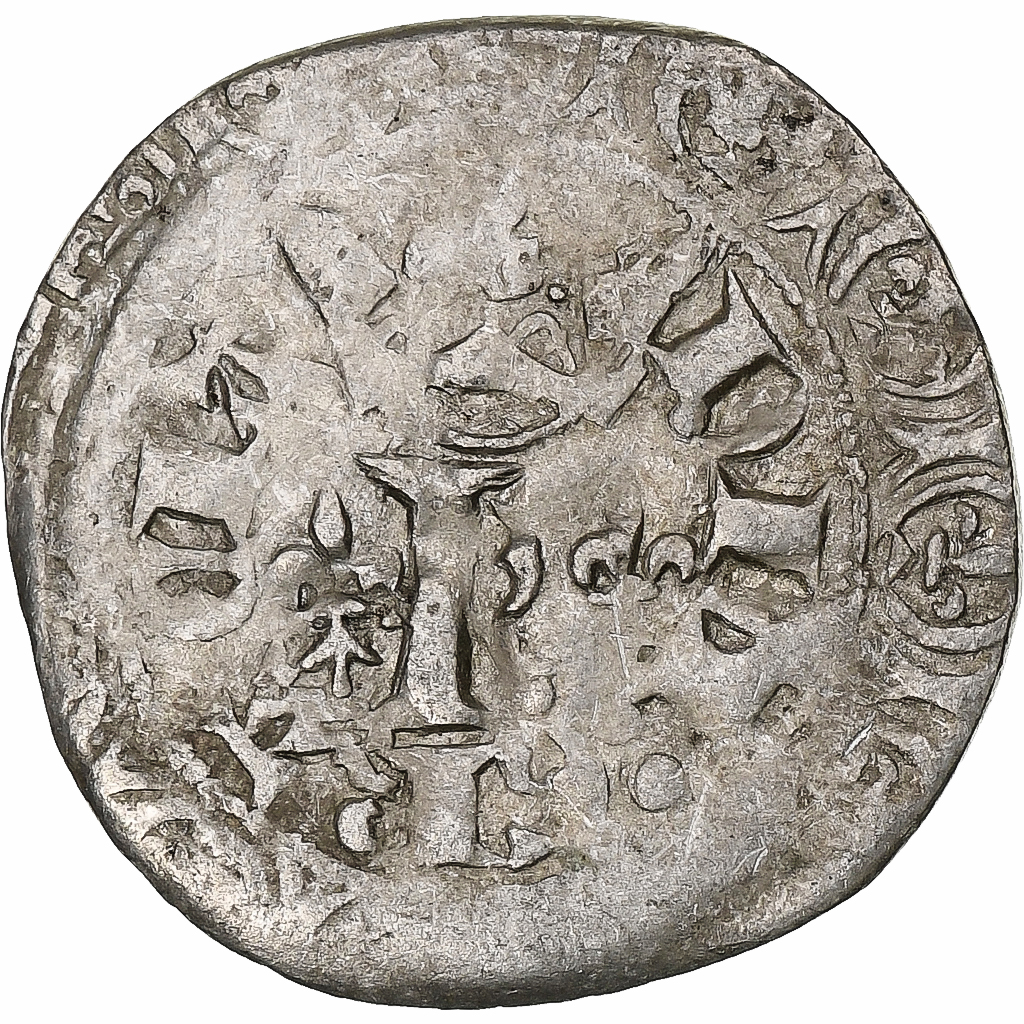 France, Charles V, Blanc au K, 1365-1380, Billon, , Duplessy:363