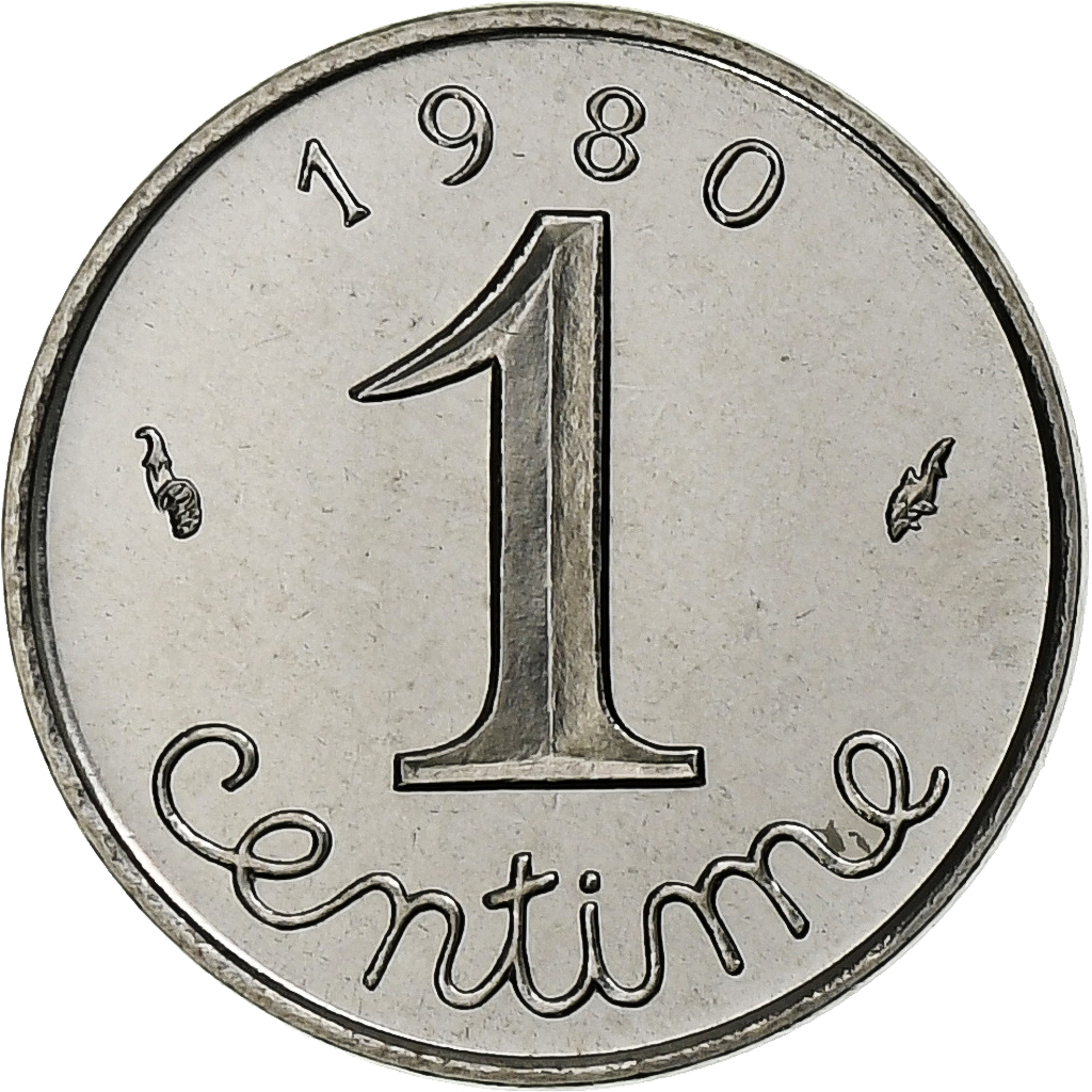 France, 1 Centime, Épi, 1980, MDP, FDC.BU, Stainless Steel, 