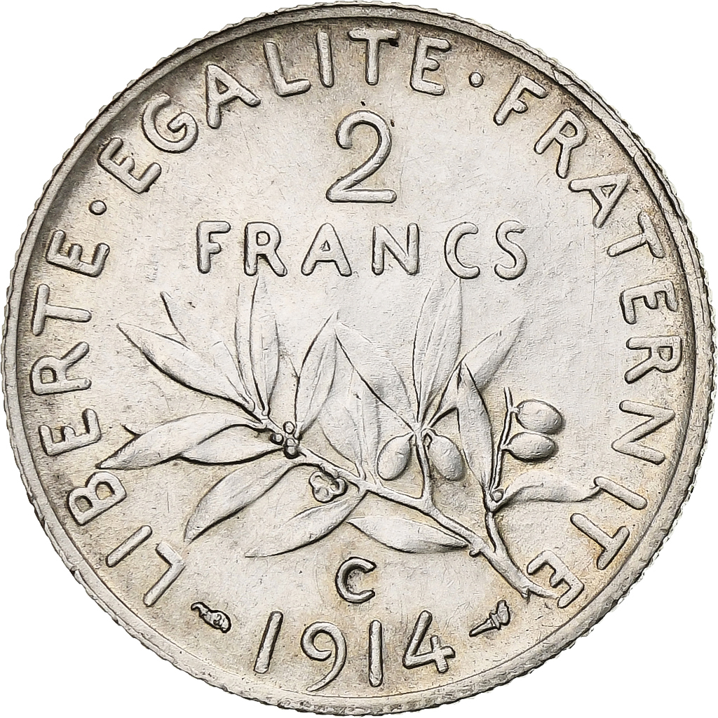 France, 2 Francs, Semeuse, 1914, Castelsarrasin, Silver, , Gadoury:532