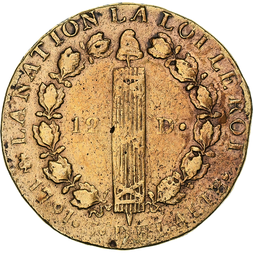 France, Louis XVI, 12 Deniers, 1791·3, Paris, Copper, , Gadoury:15