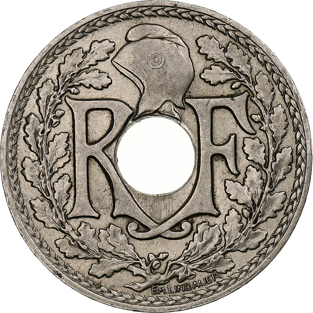 France, 25 Centimes, Lindauer, 1914, Paris, Souligné, Nickel, 