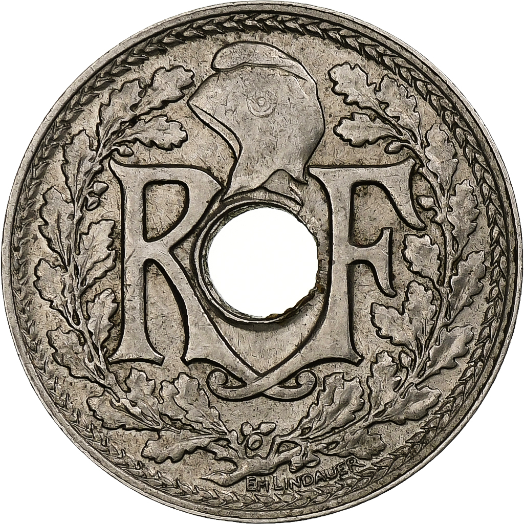 France, 25 Centimes, Lindauer, 1914, Paris, Souligné, Nickel, 