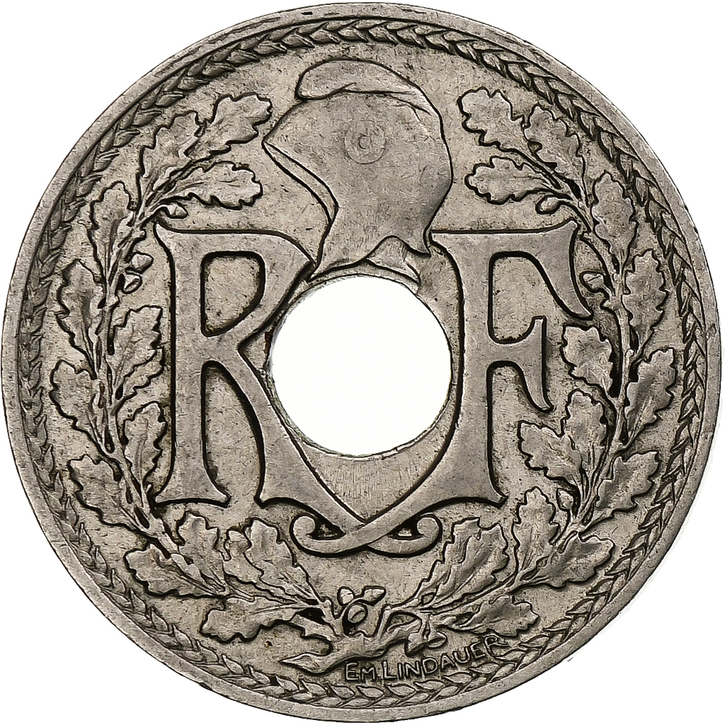 France, 25 Centimes, Lindauer, 1914, Paris, Souligné, Nickel, 