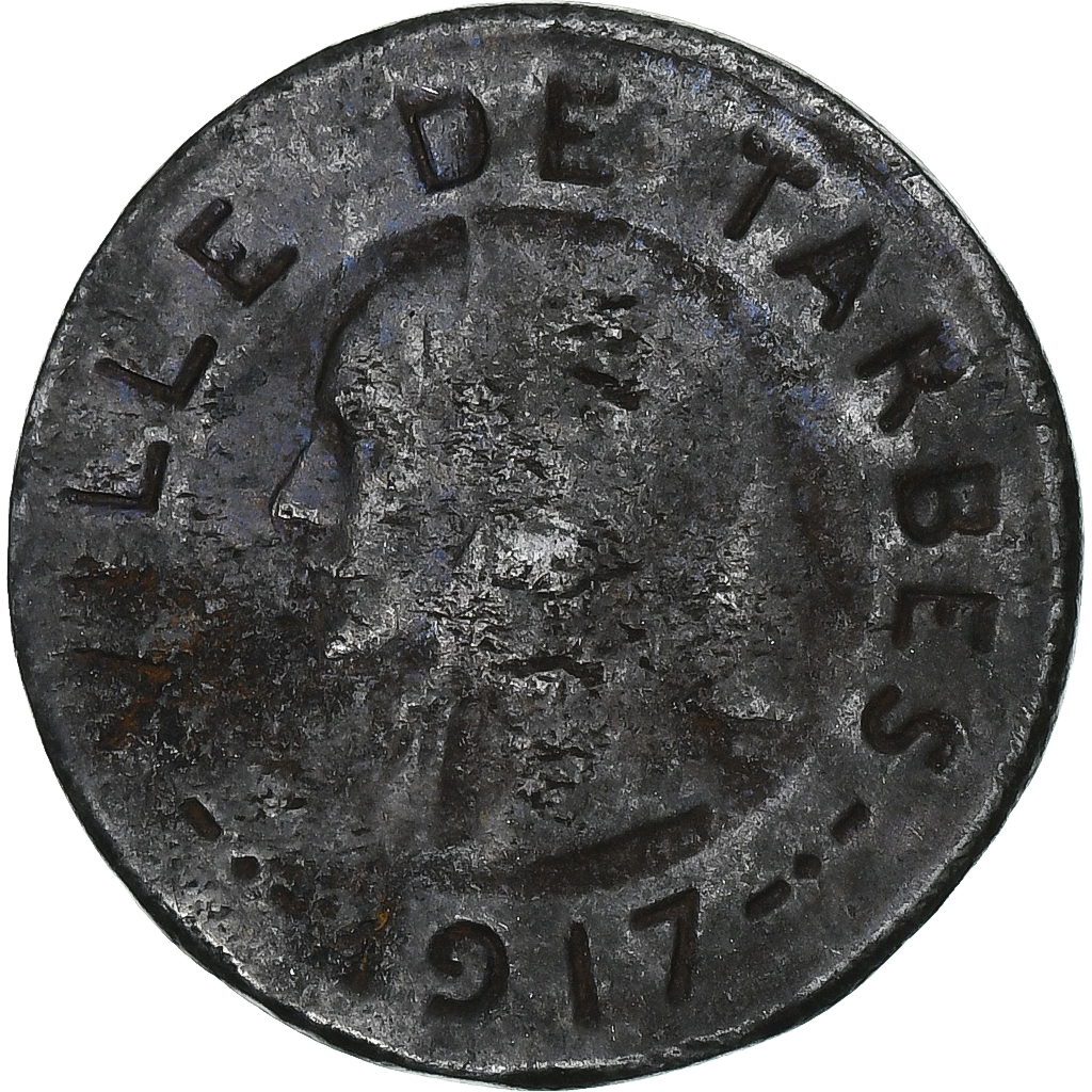 France, Ville de Tarbes, 10 Centimes, 1917, , Iron