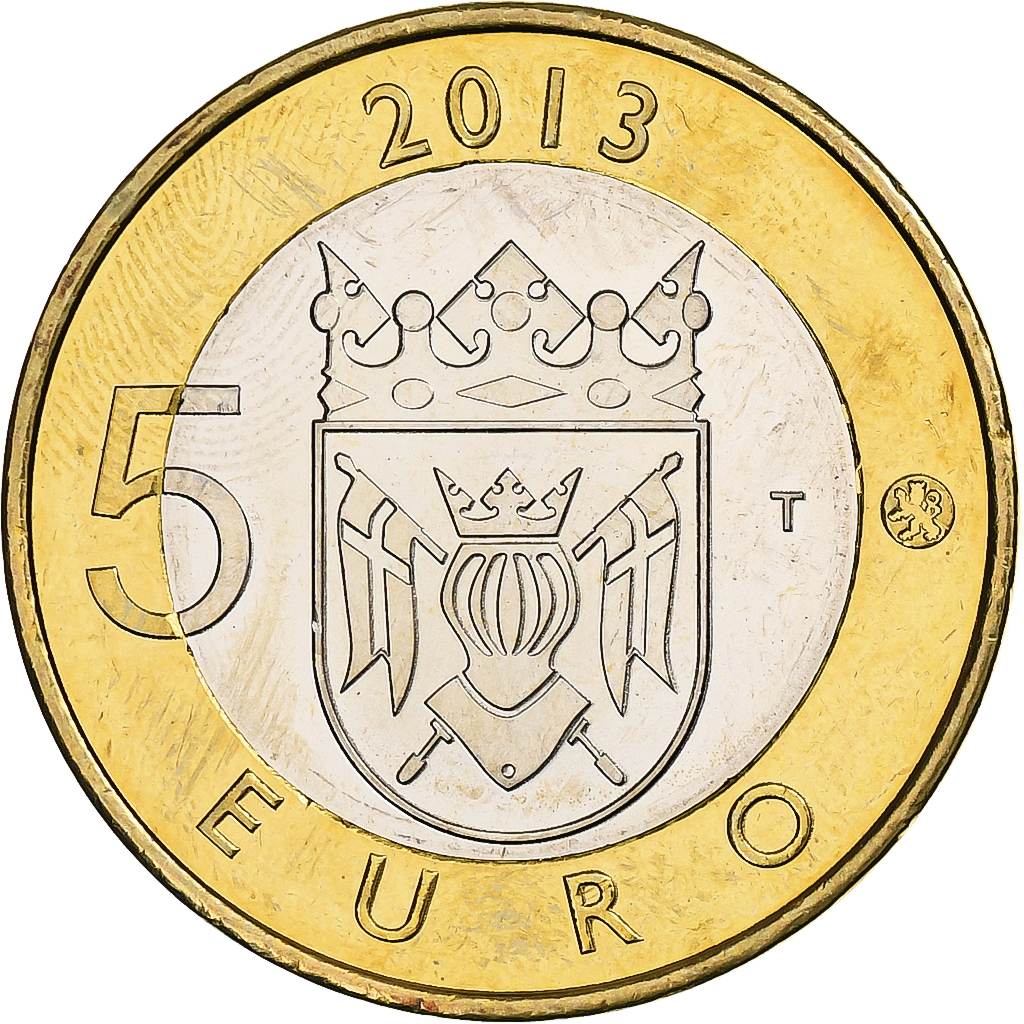 Finland, 5 Euro, Turku Cathedral, 2013, Vantaa, Bi-Metallic, , KM:213