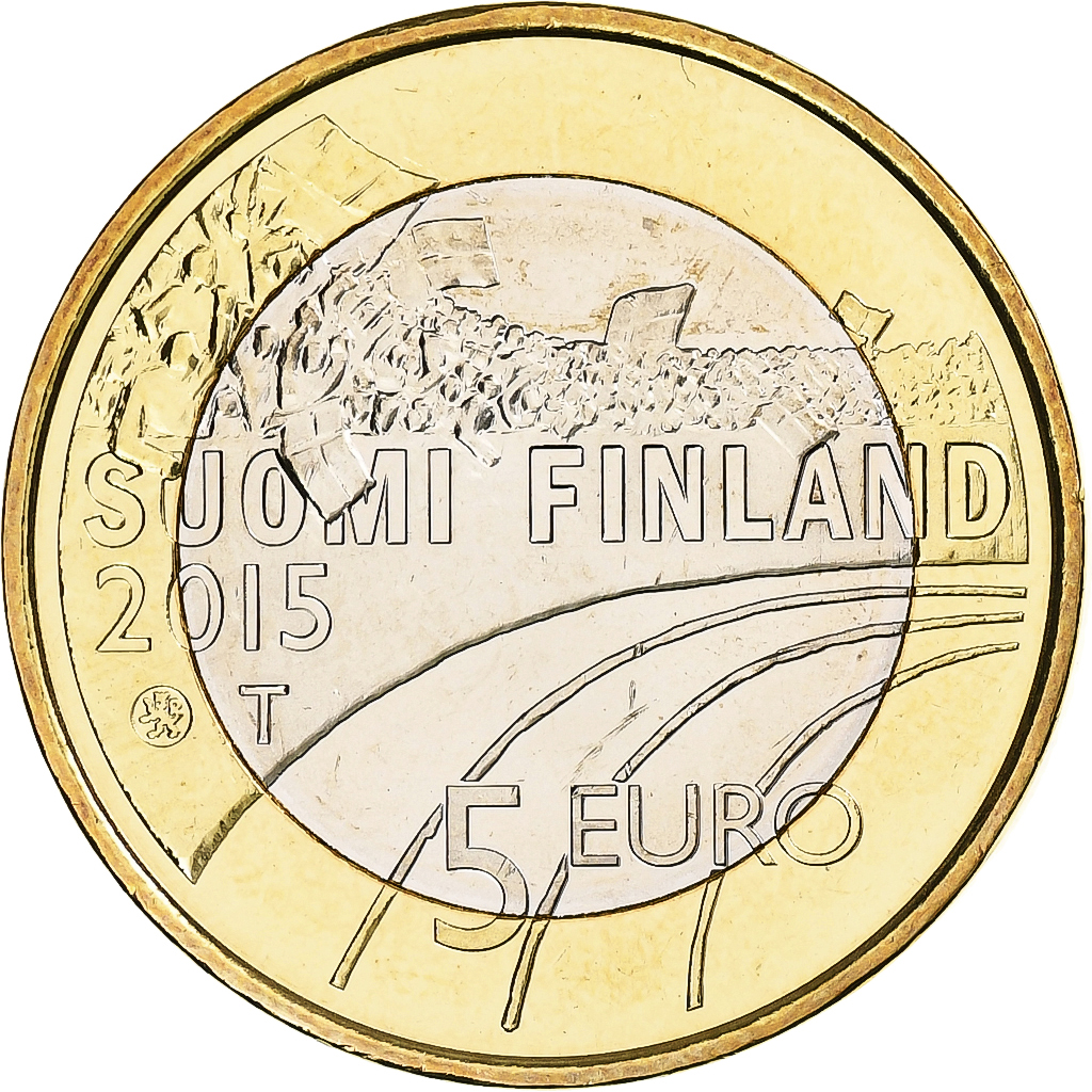 Finnland, 5 Euro, Basketball, 2015, Vantaa, Bi-Metallic, VZ+, KM:237
