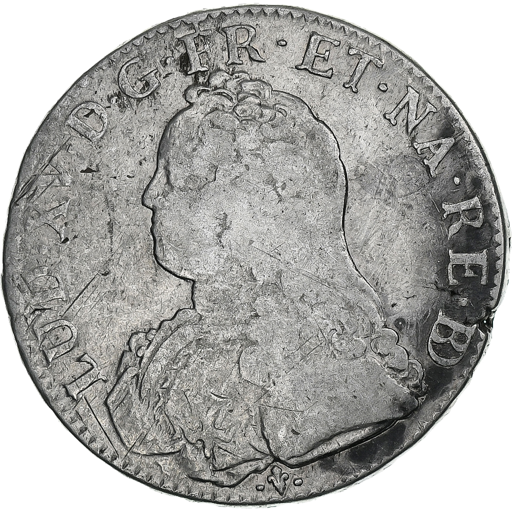 France, Louis XV, Écu de Béarn aux branches d'olivier, 1727, Pau, Silver