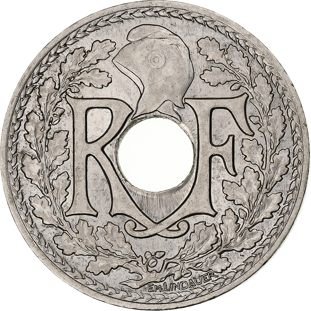 France, 25 Centimes, Lindauer, 1916, Paris, Souligné, Nickel, MS