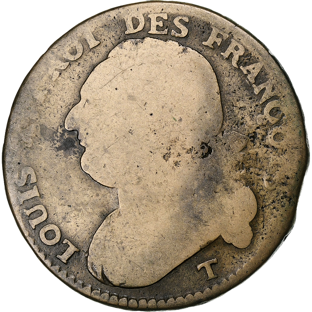 France, Louis XVI, 12 Deniers, 1792⸱4, Nantes, Copper, , Gadoury:15