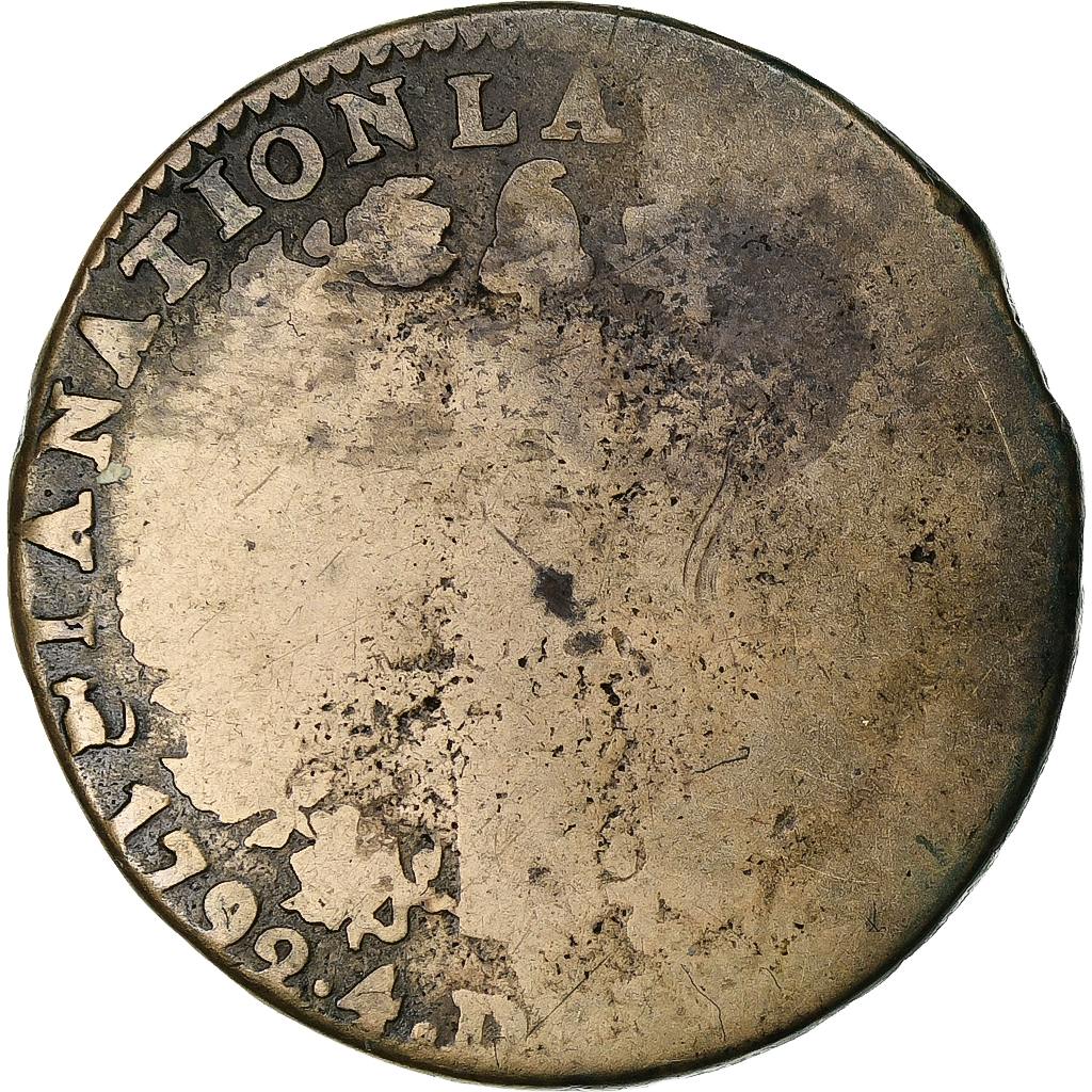 France, Louis XVI, 12 Deniers, 1792⸱4, Nantes, Copper, , Gadoury:15