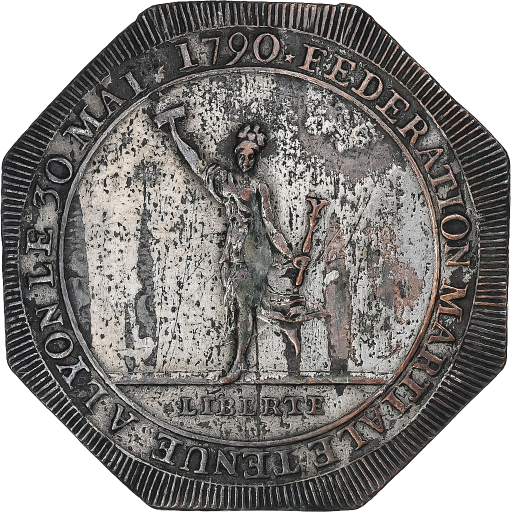 France, Medal, Constitution, Assemblée Nationale, Lyon, 1790, Silvered bronze