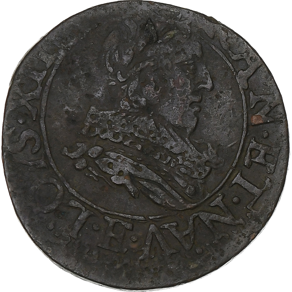 France, Louis XIII, Double Tournois, 1634, Tours, Copper, , CGKL:444