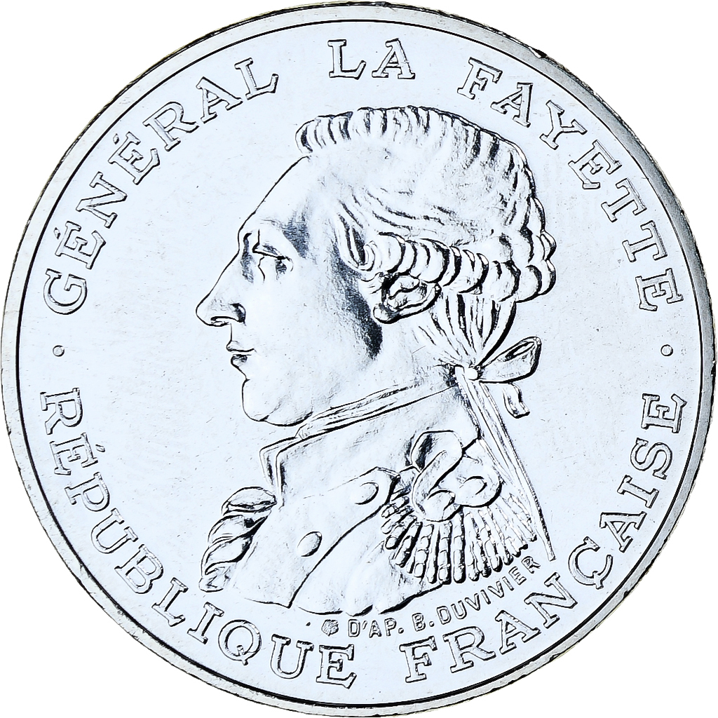 France, 100 Francs, La Fayette, 1987, MDP, Piéfort, BU, Silver, 