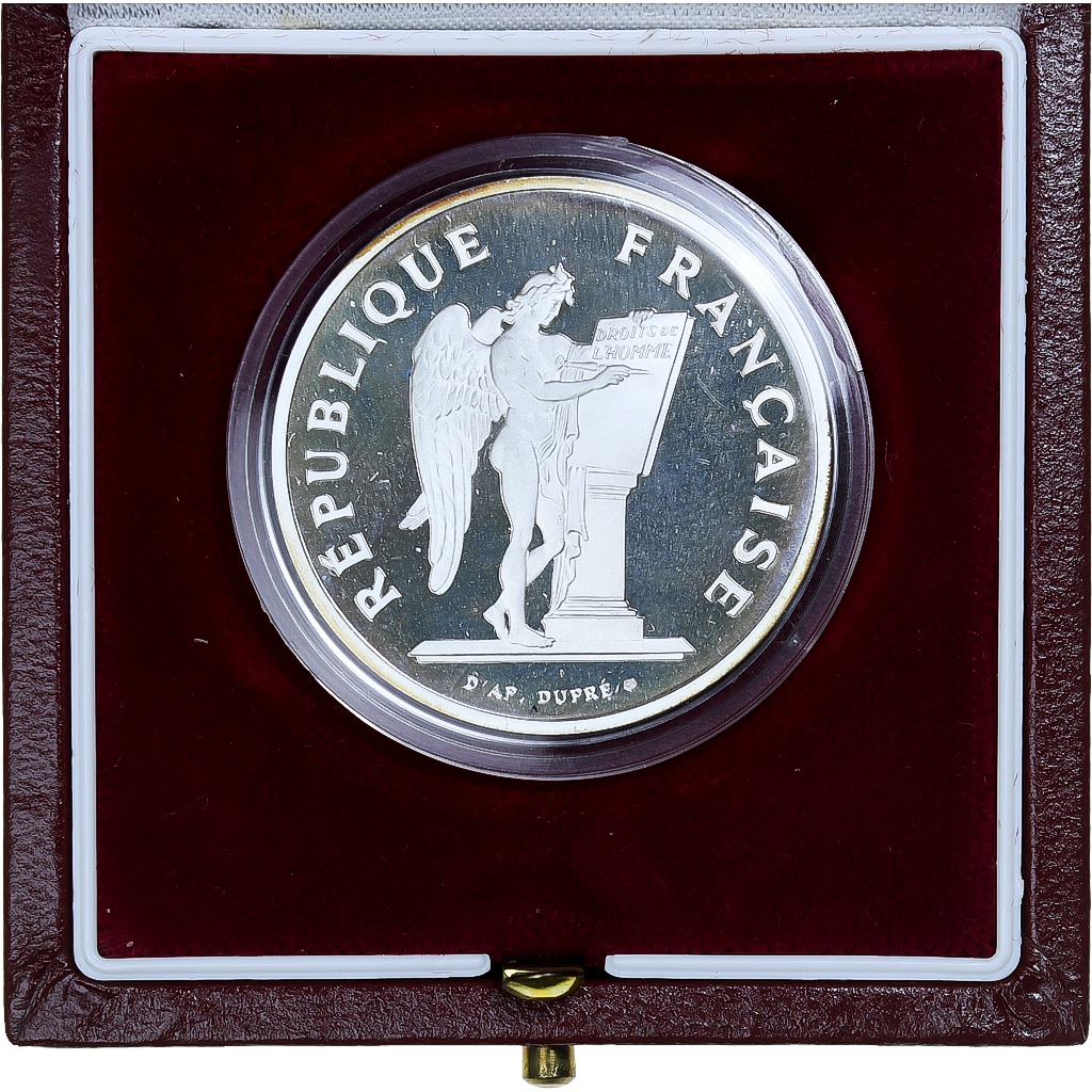 France, 100 Francs, Droits de l'Homme, 1989, MDP, Proof, Silver, 