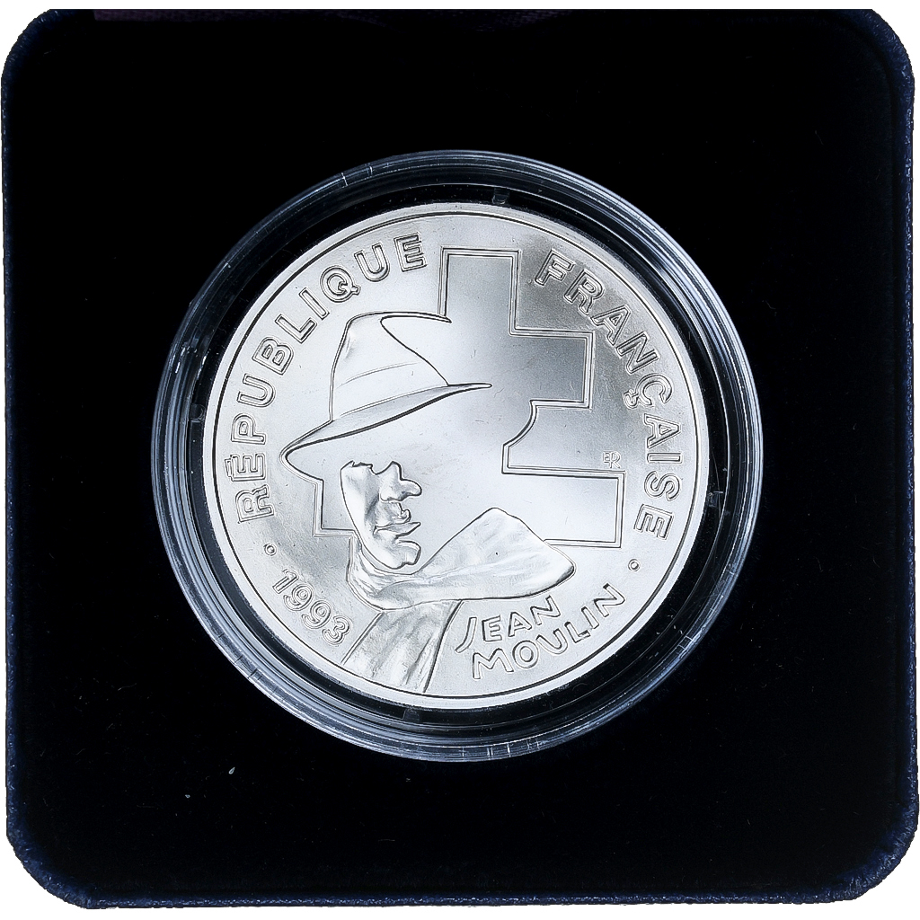 France, 100 Francs, Jean Moulin, 1993, MDP, BU, Silver, 