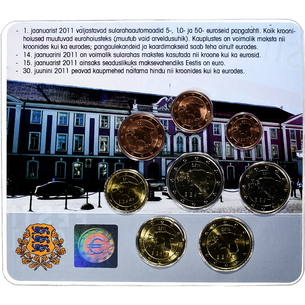 Estonia, Set 1 ct. - 2 Euro, Coin card.FDC, 2011, Tallinn, 