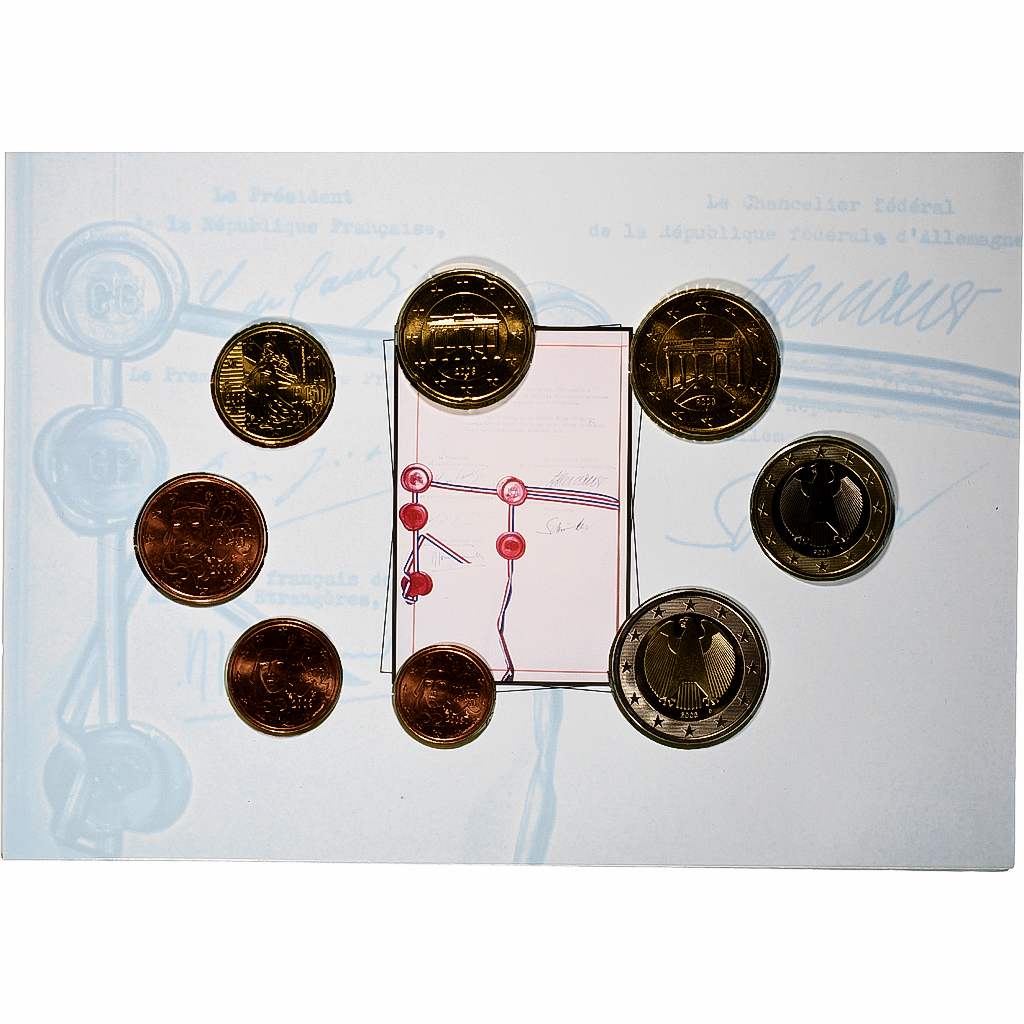 France, Coffret 1c. à 2€, 40 ans du traité de l'Élysée, 2003, MDP
