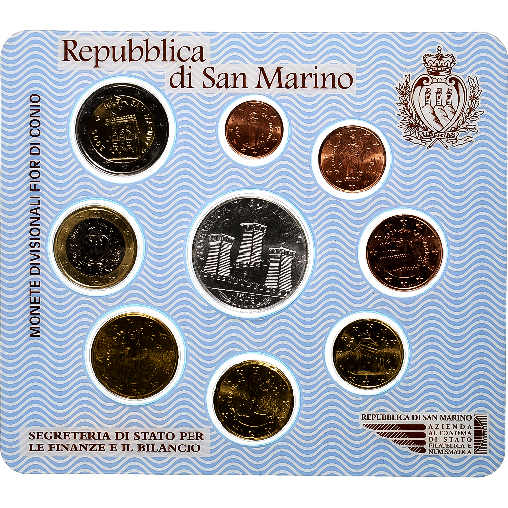 San Marino, Set 1 ct. - 5 Euro, Coin card.FDC, 2005, Rome, STGL
