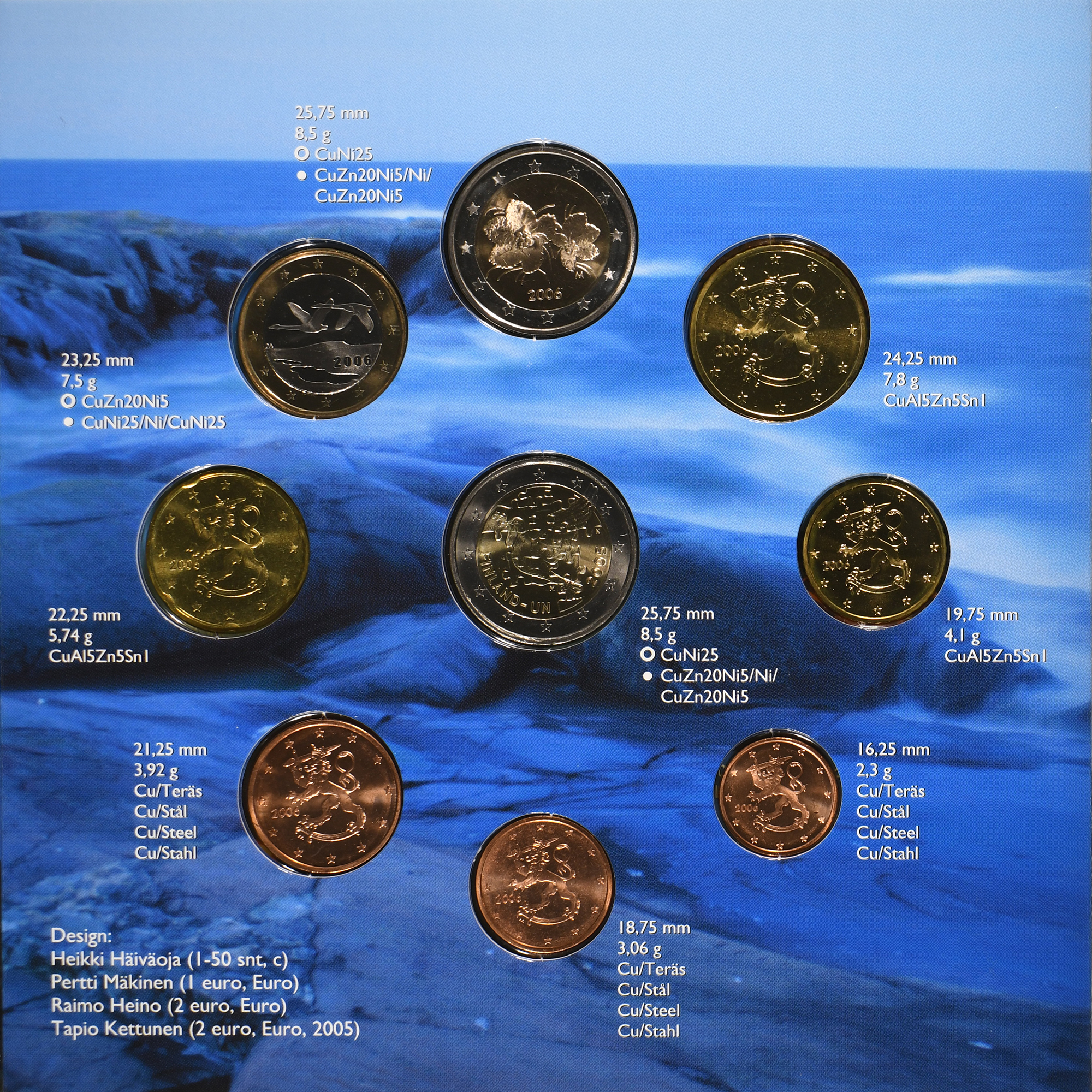 Finnland, Set 1 ct. - 2 Euro + 2€, FDC, 2006, Vantaa, STGL