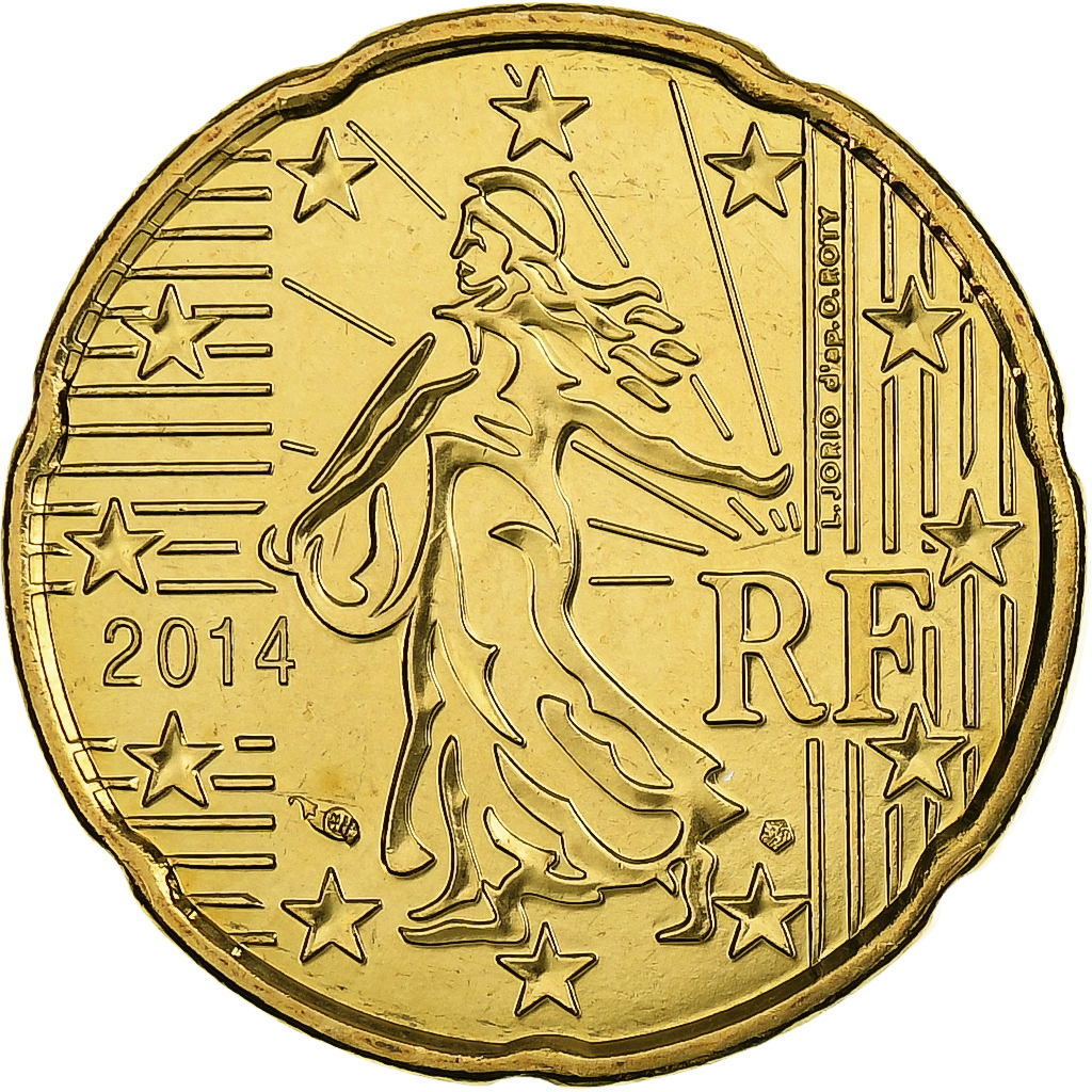 France, 20 Euro Cent, BU, 2014, MDP, Nordic gold, , KM:1286