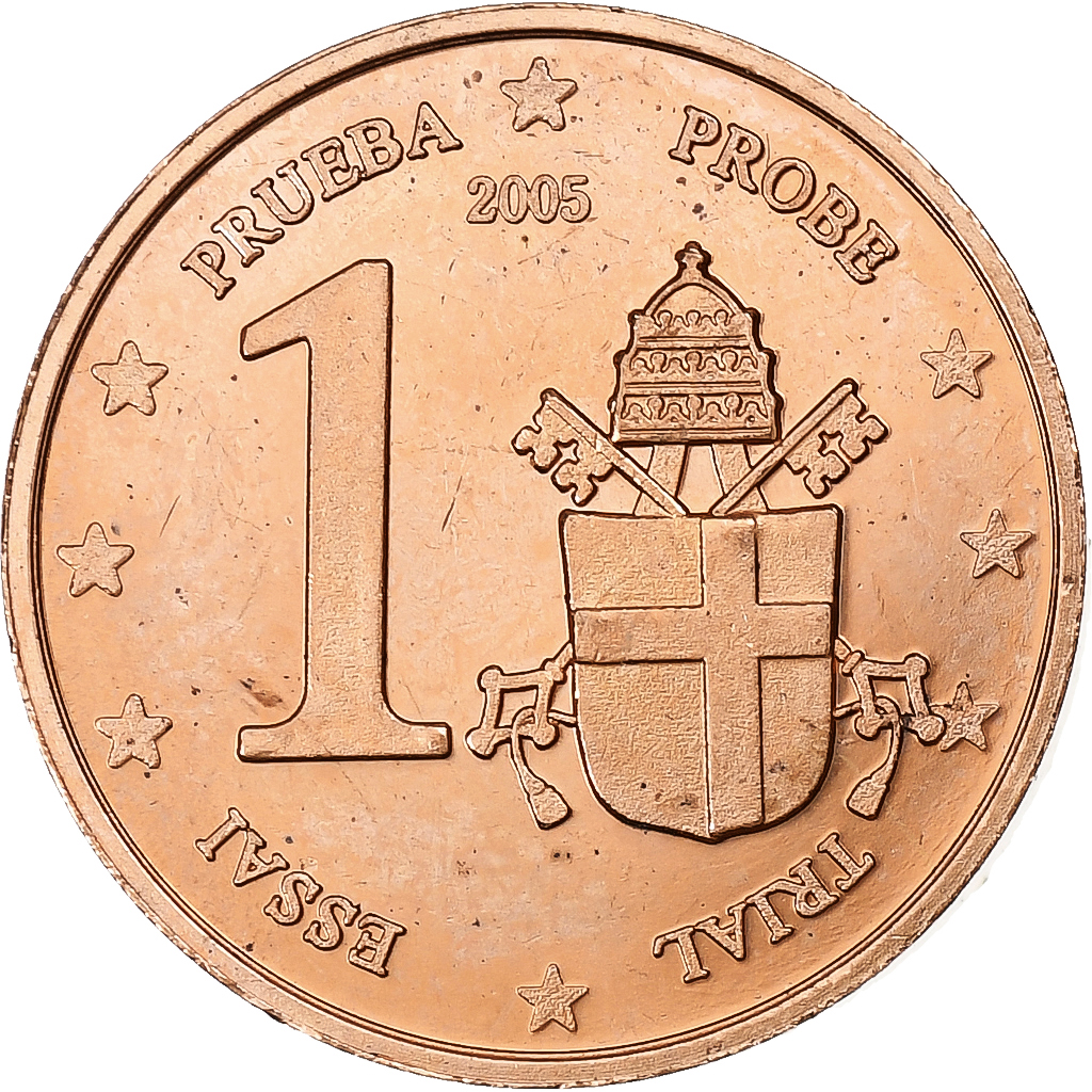 Vatican, Token, 1 C, Essai-Trial Jean Paul II, 2005, Copper Plated Steel