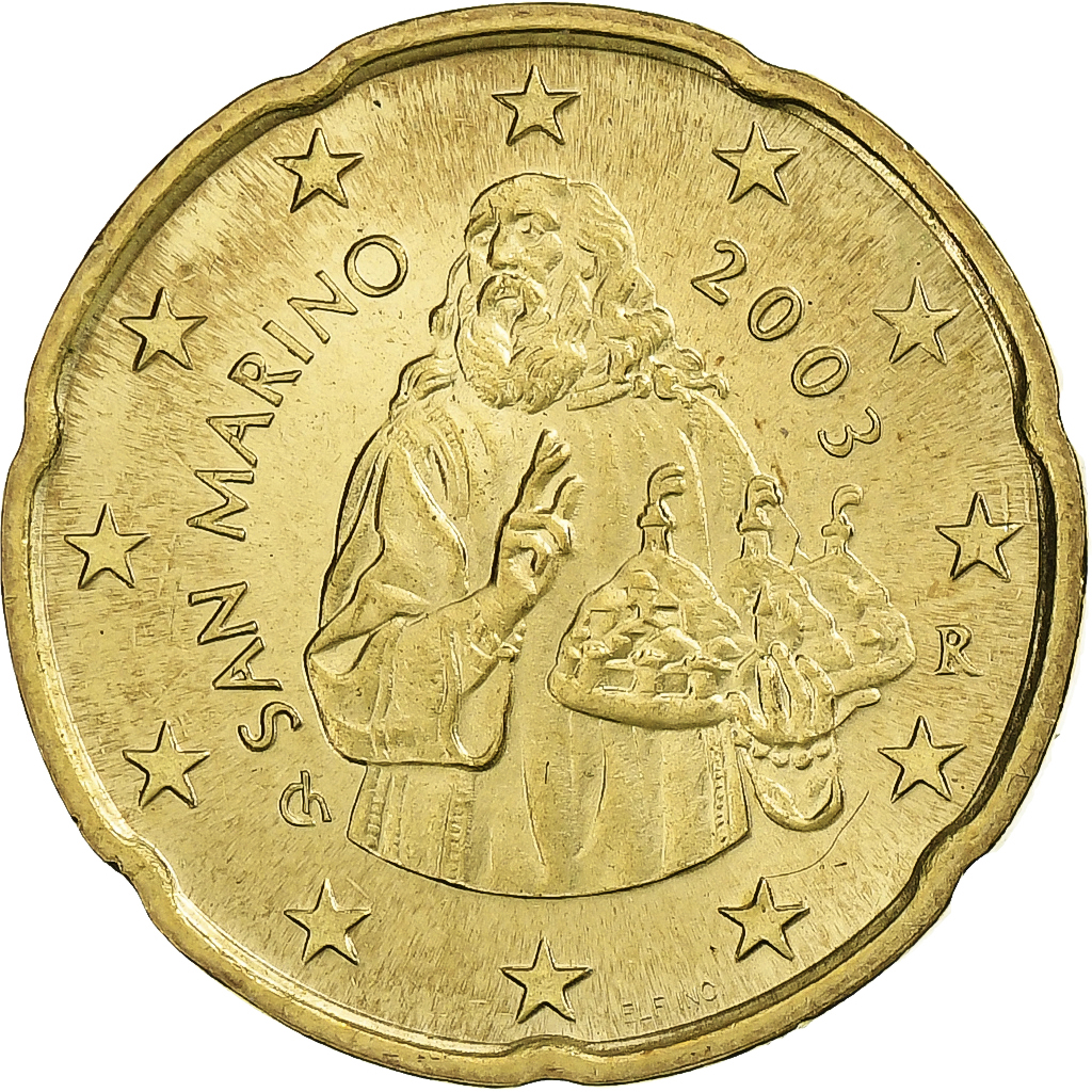San Marino, 20 Euro Cent, 2003, Rome, Nordic gold, UNZ, KM:444