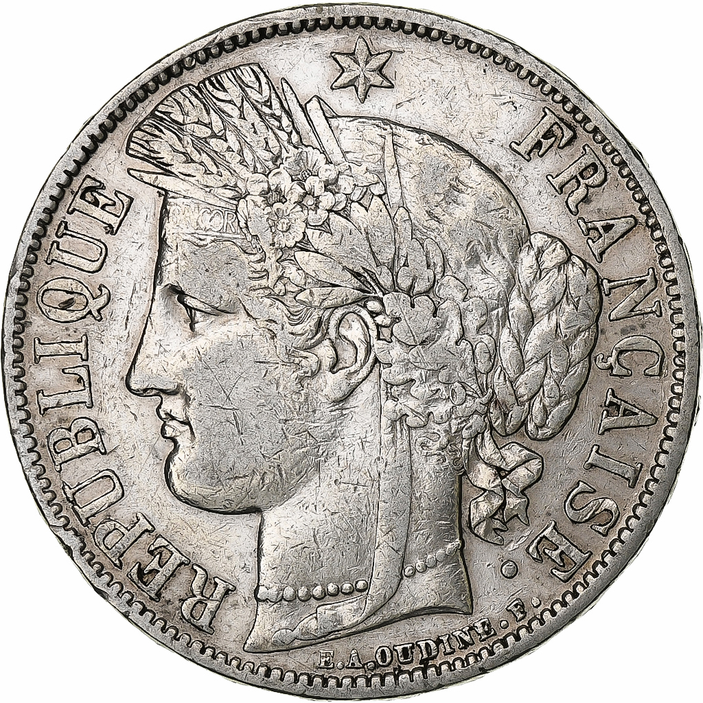 France, 5 Francs, Cérès, 1870, Paris, Silver, , Gadoury:742