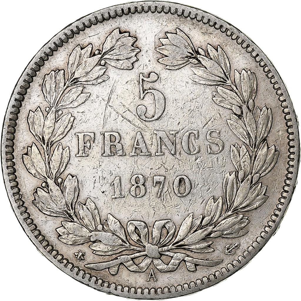 France, 5 Francs, Cérès, 1870, Paris, Silver, , Gadoury:742