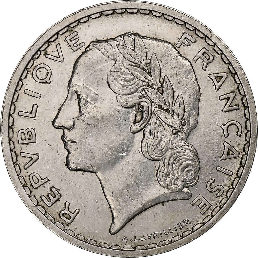 France, 5 Francs, Lavrillier, 1937, Paris, Nickel, , Gadoury:760