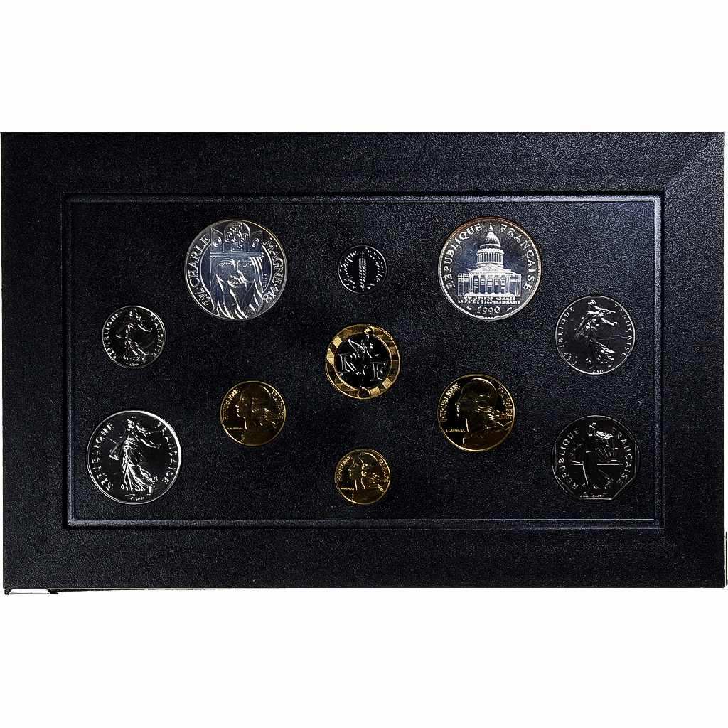 France, Coffret 1 c. à 100 frs., 1990, MDP, série FDC, MS