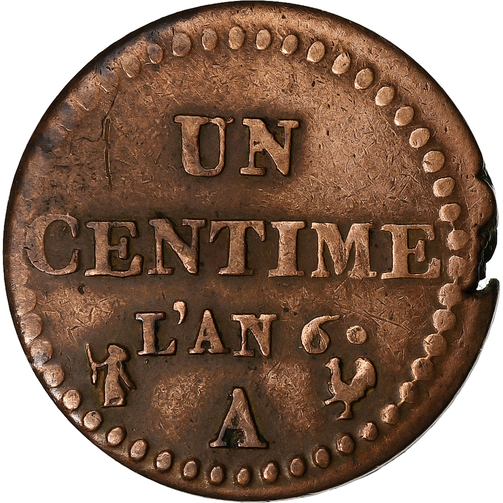 France, 1 Centime, Dupré, AN 6, Paris, Copper, , Gadoury:76