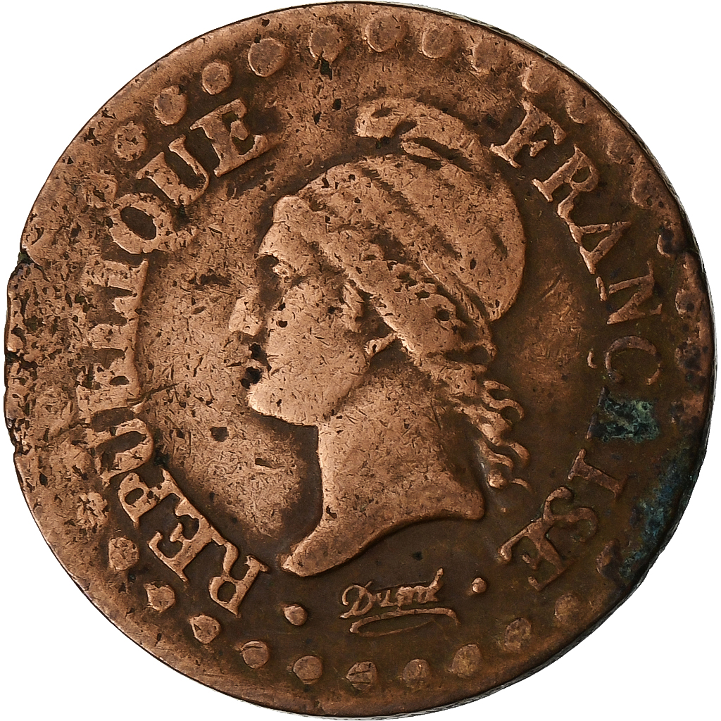 France, 1 Centime, Dupré, AN 6, Paris, Copper, VF, Gadoury:76