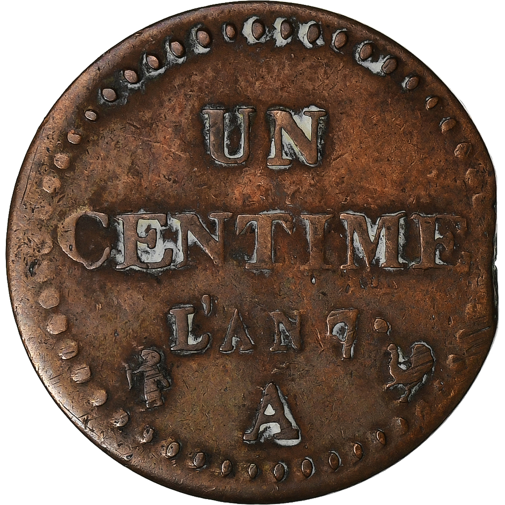 France, 1 Centime, Dupré, AN 7, Paris, Copper, , Gadoury:76
