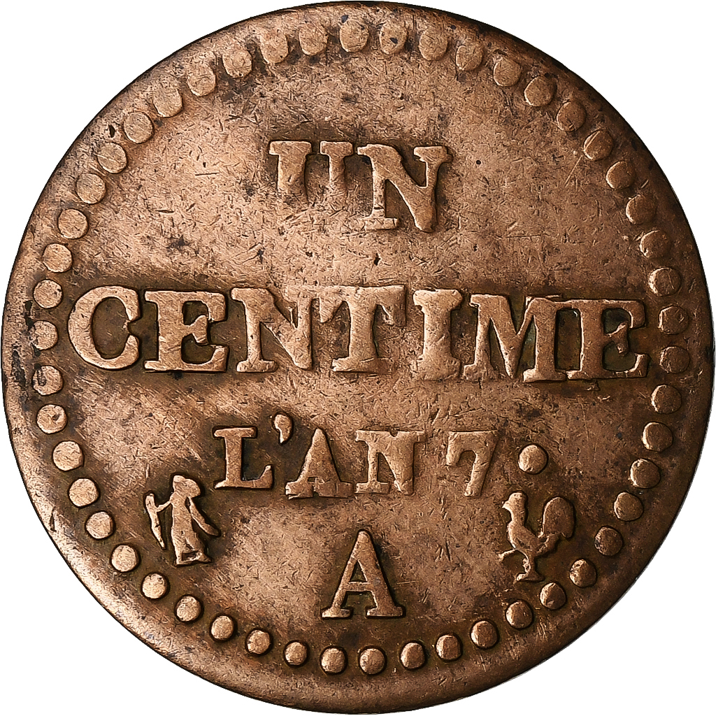 France, 1 Centime, Dupré, AN 7, Paris, Copper, , Gadoury:76